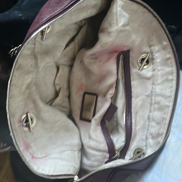 AUTHENTIC GUCCI HANDNAD  GOLD CHAIN ZIP UP  BURGANDY - Picture 5 of 5